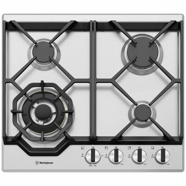 Westinghouse 60cm 4 Burner Stainless Steel Gas Cooktop WHG648SC