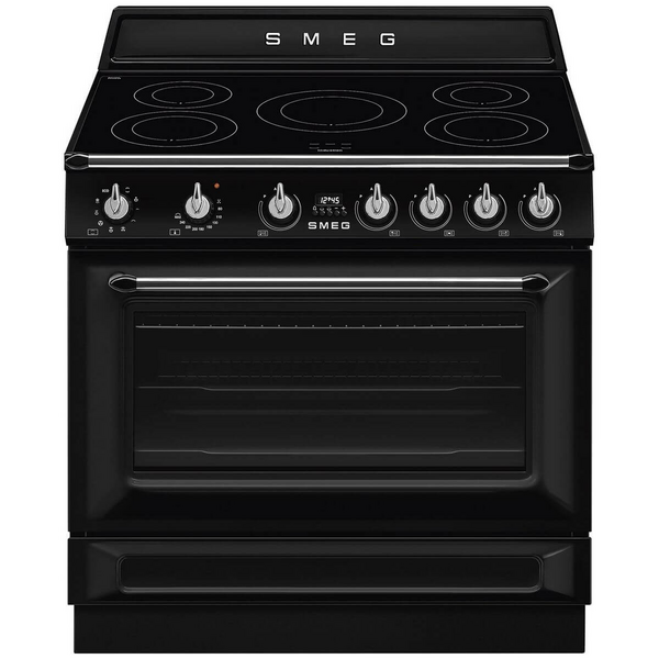 Smeg 90cm Victoria Freestanding Cooker with Induction Hob Black TR90IMBL