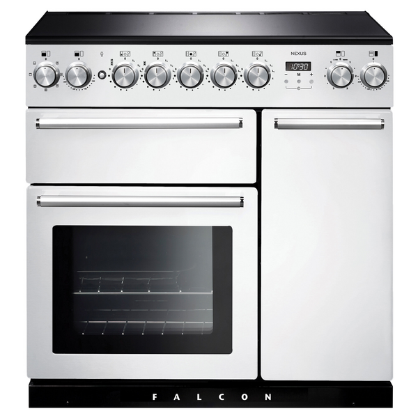Falcon 90cm Nexus Freestanding Electric Oven/Stove White and Chrome NEX90EIWH-CH