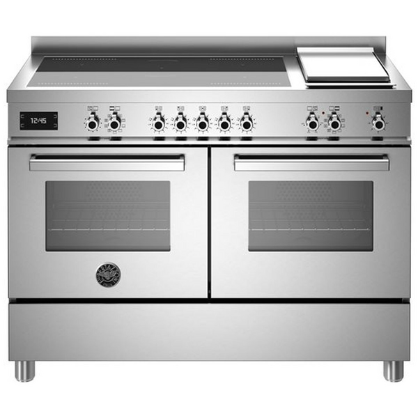 Bertazzoni 120cm Induction Cooktop & Griddle Plate Freestanding Double Oven PRO125I2EXT