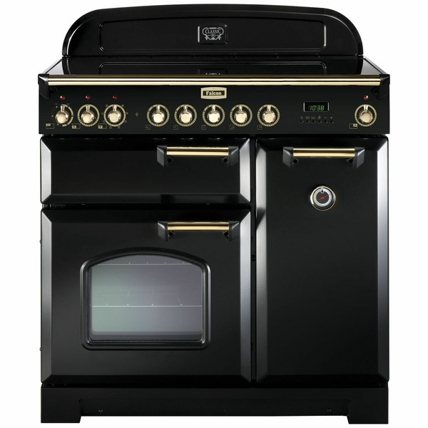 Falcon 90cm Classic Deluxe Freestanding Induction Oven/Stove Black and Brass CDL90EIBLBR