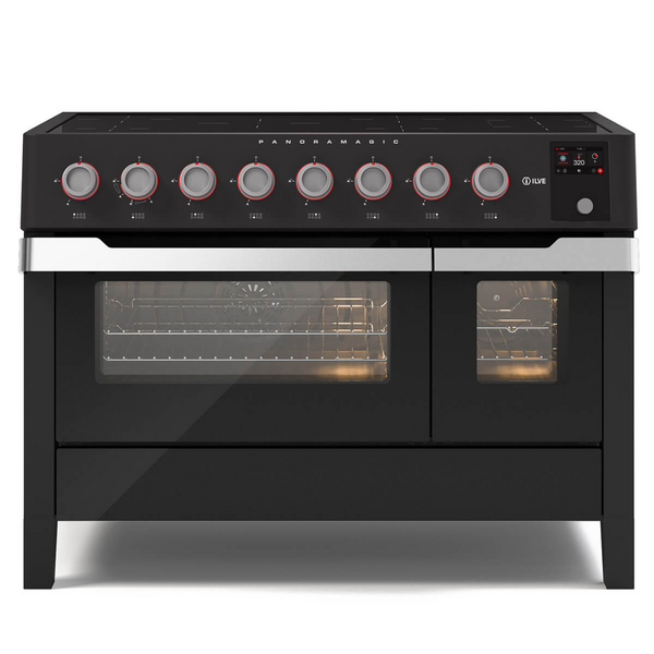 ILVE 120cm Panoramagic Induction Double Freestanding Oven Matte Black PMI127S3MK