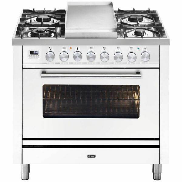 ILVE Professional Plus Series 90cm 6 Burner & Teppanyaki Freestanding Electric Oven with Milano Knobs P09FDWE3WH