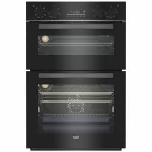 Beko 60cm Multifunction Built-in Double Oven- Black Glass BBO6811DDX