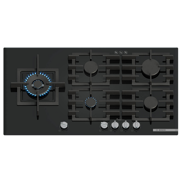 Bosch 90cm Series 6 Gas Cooktop Tempered Glass Black PPM9A6I40A