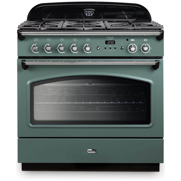 Falcon 90cm Classic FX Stone Mineral Green-Chrome Dual Fuel Freestanding Oven CLA90FXDFMG-CH