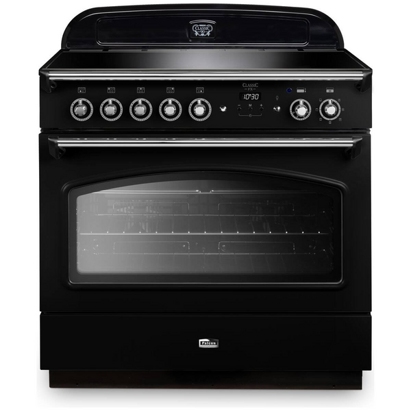 Falcon 90cm Classic FX Induction Freestanding Oven/Stove Black and Chrome CLA90FXEIBL-CH