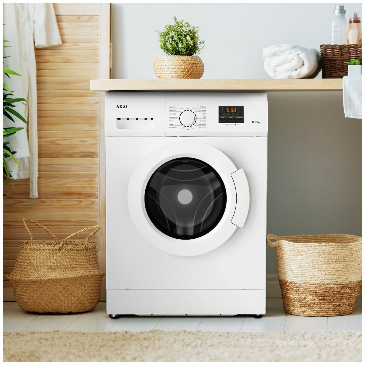 Akai 8kg Front Loader Washing Machine With WIFI White AKFL8S