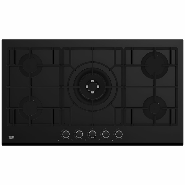 beko black glass gas hob