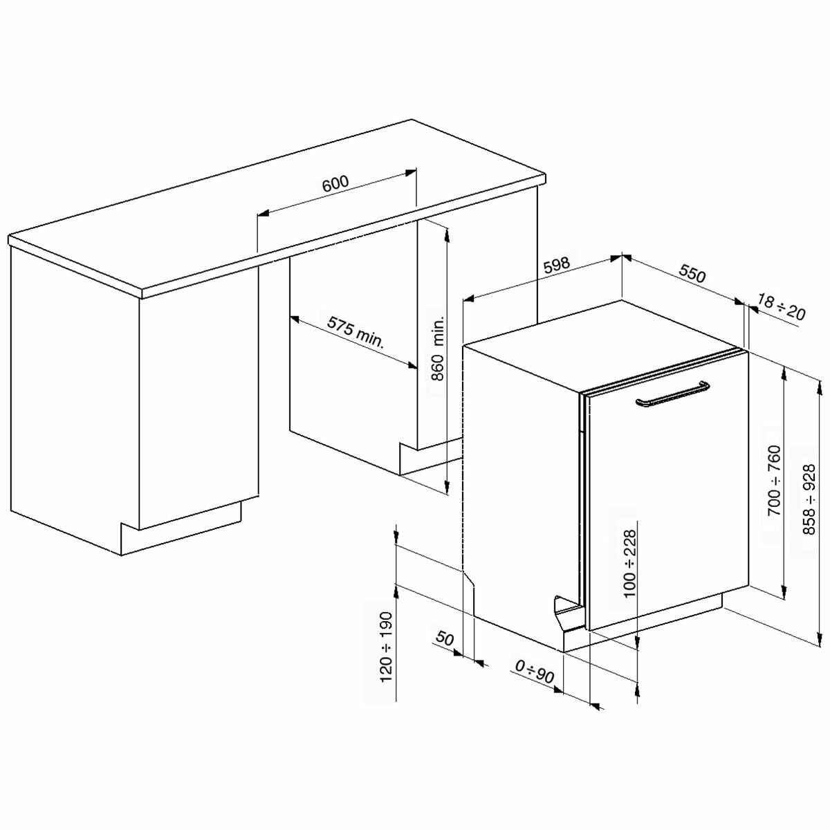 dishwasher minimum size
